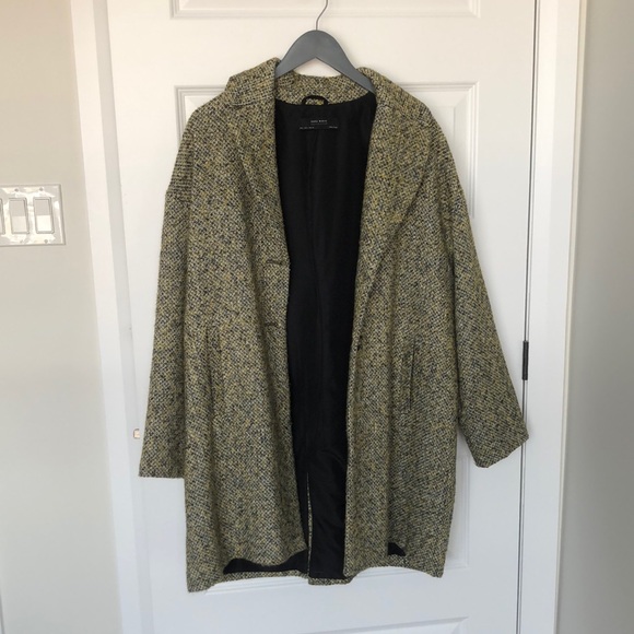 Oversized pea coat with green and black flecks - Picture 1 of 2